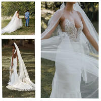 Vela De Novia Larga De Tulle Suave De 3 Metros Con Cepillo Accesorio De Boda Para Mujer Vela De Casamiento Con Borde Corte - details 0