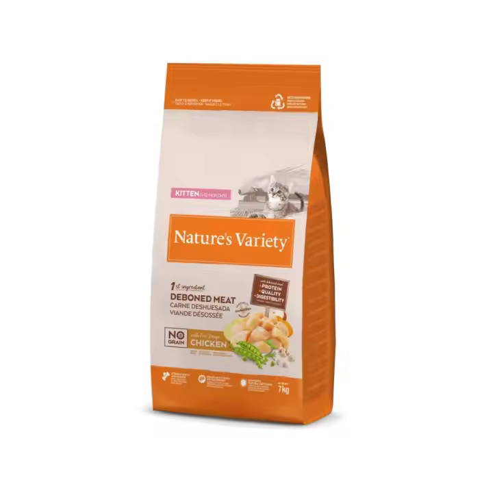 NATURE´S VARIETY - No Grain Kitten Chicken - Pienso Seco sin Cereales de Pollo Campero para Gatitos (1-12 Meses) - 1