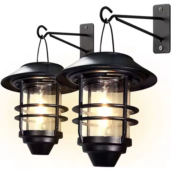 Luces Solares colgantes para Exterior, lámpara de luz por Energía Solar, impermeable, frío para Jardín Blanco, patio, Porche, Valla, 15 lúmenos, 2 paquetes - 1
