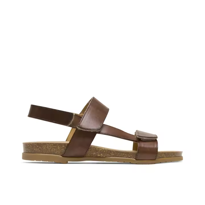 PORRONET - Sandalias planas Sonia en color moka - Cierre mediante doble velcro en empeine - Elaboradas en piel -  Máxima comodidad y calidad - Hecho en España -  Plantilla bio ergonómica acolchada de - 1