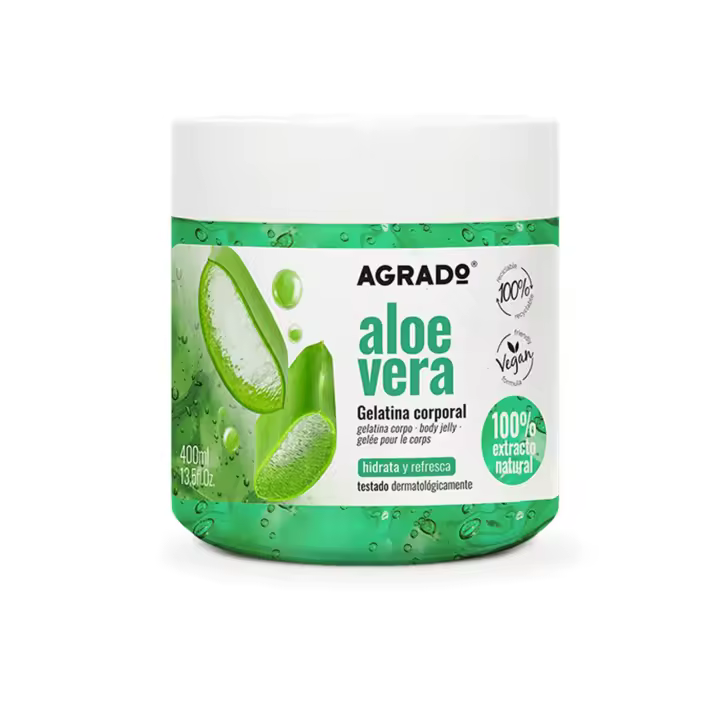 Gelatina Hidratante Corporal Aloe Vera 400ml Agrado | Refresca, Calma y Suaviza la Piel Después del Sol - 1