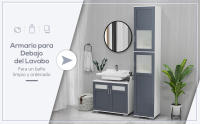 Armario Alto de Baño Mueble Columna de Baño con 2 Puertas de Vidrio Templado y Estantes Ajustables 37x35x190 cm Blanco y Gris - details 0
