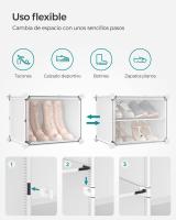Zapatero Modular de Plástico con 6 Compartimentos y Puertas - Estantería de 30x40x30 cm por Cubo, Marco de Acero, Paneles de Plástico, Color Blanco - details 6