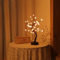 Lámpara De Mesa LED Con Árbol De Bonsái Artificial En Color Blanco Cálido Encendido Con Touch Switch USB/Batería Decoración Para El Hogar Y Escritorio - details 4