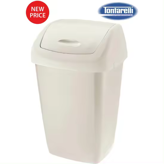 Tontarelli Papelera con Tapa Basculante 9L Aurora Crema - Cubos de Basura y Reciclaje - 1