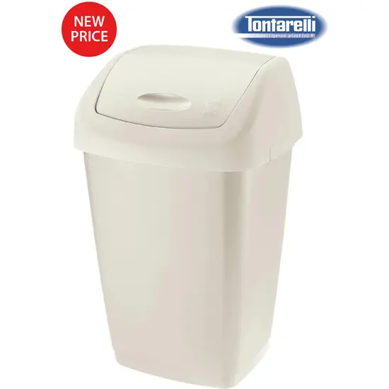 Tontarelli Papelera con Tapa Basculante 9L Aurora Crema - Cubos de Basura y Reciclaje - 1
