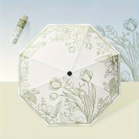 Parasol Plegable Para Mujer Con Protección UV UPF50+ Y Estampado De Flores Sombrilla De Lluvia Y Sol Con Recubrimiento De Vinilo Protección Solar Para Adultos - details 7