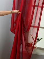 Cortina Transparente De Hilo De Lino Roja Para Decoración De Sala De Estar Estilo Celebración 1 Pieza Cortina De Voile Sólida - details 8