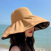 Sombrero De Pescador Con Gran Alas De Goma Negra Para Mujer Protección Solar Plegable Para Verano Resistente Al UV Estilo Casual - details 6