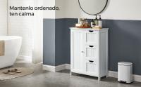 VASAGLE Armario de Baño, Mueble de Baño Estrecho, Cómoda de Baño, Cajonera con 3 Cajones, Armario con Puerta, Estante Ajustable, 30 x 60 x 81 cm, Blanco Nube/Gris Paloma - details 0