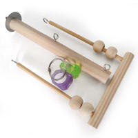 Juguete De Colgante Para Pájaros Madera Percha Para Periquito Con Bolas De Masticar Soporte De Sueño Para Cages Juguetes De Juego Para Pájaros Budgie - details 4