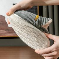 Zapatillas De Terciopelo Suave Para Parejas Estilo Invierno Antideslizantes Cálidas Sandalias Casuales Para Hombres Y Mujeres Zapatos De Algodón Para El Hogar - details 10