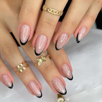 24Pcs Set Uñas Postizas De Acrílico Blancas Con Borde Ovaladas Adhesivas Fáciles De Usar Y Quitar Cubierta Total De Uñas - details 9