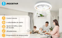 Aigostar Ventilador de Techo con Luz Silencioso, Φ50*16cm blanco y dorado, ajuste de brillo y color, Telecomando, Temporizador, modos de verano e invierno, Apto para Dormitorio, sala, comedor y cocina - details 0