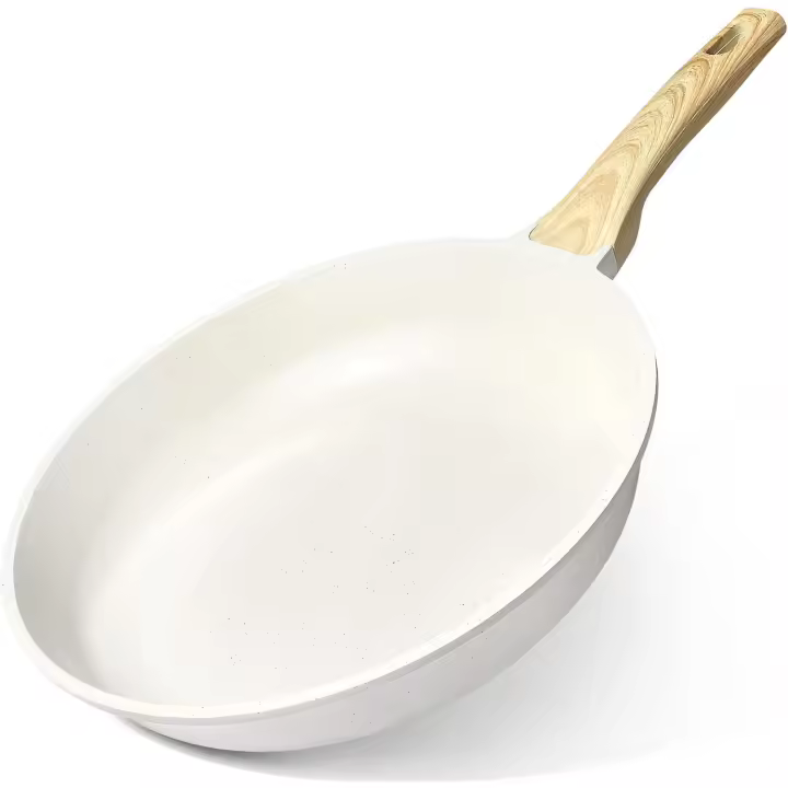Ceramic Non-Stick Frying Pan - 26 cm Healthy, Non-Toxic Pan, Induction Safe, PFAS & PFOA Free, Dishwasher Safe with Cool Handle (White, 26 cm) - 1