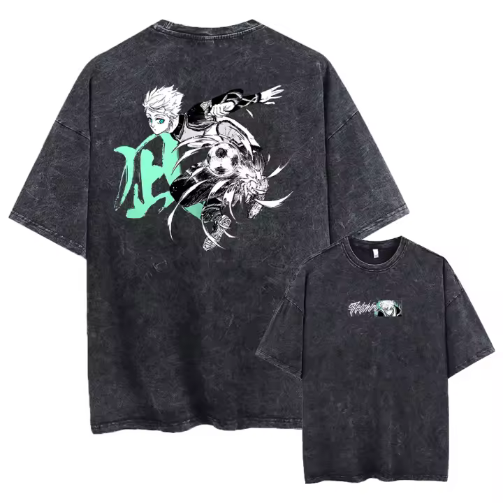 Camiseta Vintage De Manga Corta Para Hombres Con Estampado De Anime Blue Lock Harajuku Manga Estilo Casual Para Verano - 1