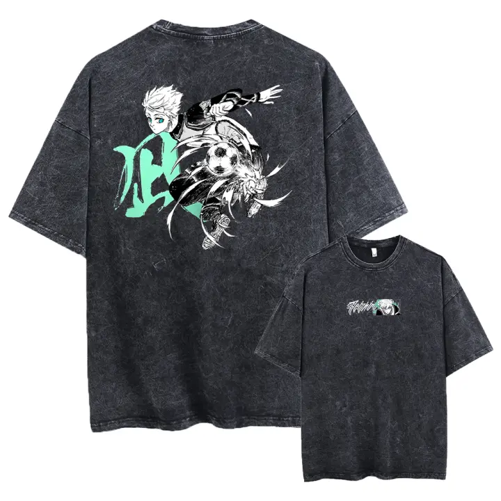 Camiseta Vintage De Manga Corta Para Hombres Con Estampado De Anime Blue Lock Harajuku Manga Estilo Casual Para Verano - 1
