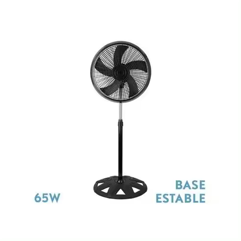 FABRILAMP Ventilador de Pie Agudo Negro 65W Oscilante - 3 Velocidades - 5 Aspas Oscilantes y Rotatorias - Regulable en Altura - 1