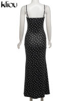 Vestido Clásico De Moda Para Mujer Kliou Point Con Tirantes Spaghetti Y Corte Trasero Sin Espalda Ajustado a La Figura Traje De Moda Para Mujer De Verano - details 3