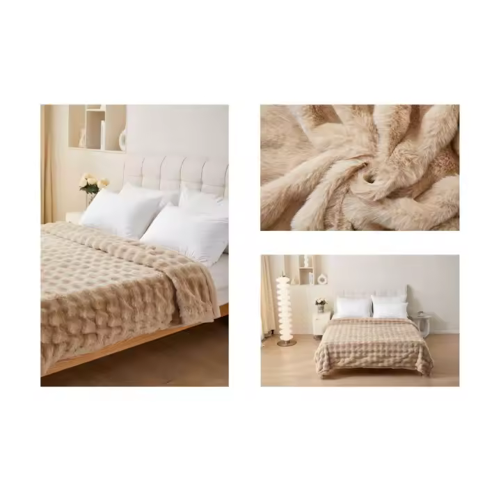 Manta de piel de conejo artificial, manta sólida de doble capa suave y cálida para siestas, sofá, cama de oficina, campamento y viajes, manta de regalo multiusos adecuada para todas las estaciones. - 1
