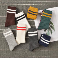 Calcetines De Algodón Para Mujer Estilo Retro Coreano Japonés Clásicos Con Rayas De College Street Calcetines Largos De Media Caña Regalo Para Niñas - details 13