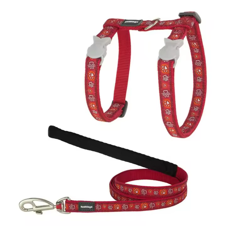 Arnés para Gato Red Dingo Style Rojo Correa Huella de animal - 1