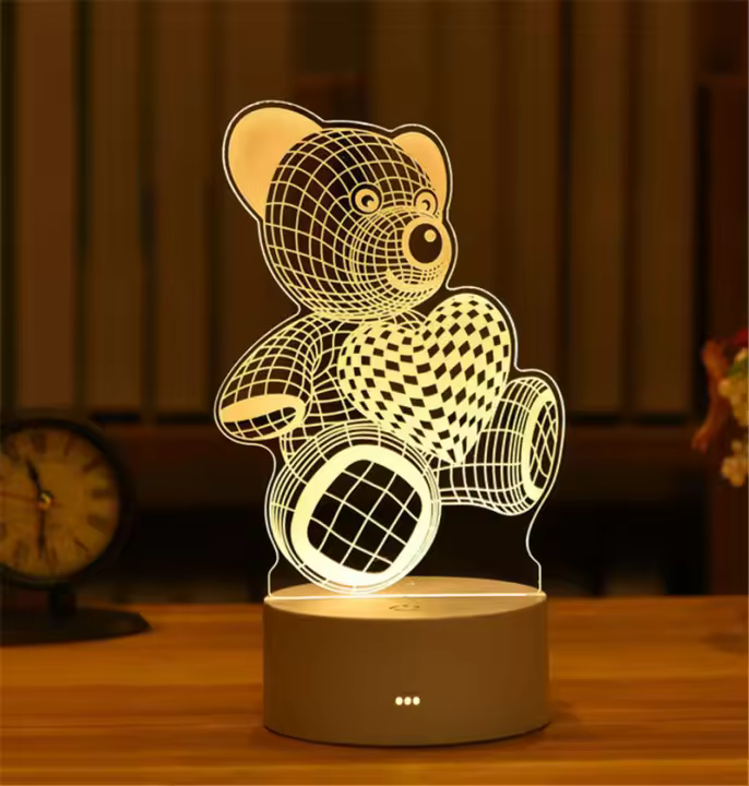 Lámpara Nocturna 3D LED Acrylic USB Para Decoración De Navidad Y Bodas Luz De Noche Para Dormitorio Y Hogar Forma Circular Sin Baterías Incluidas - 1