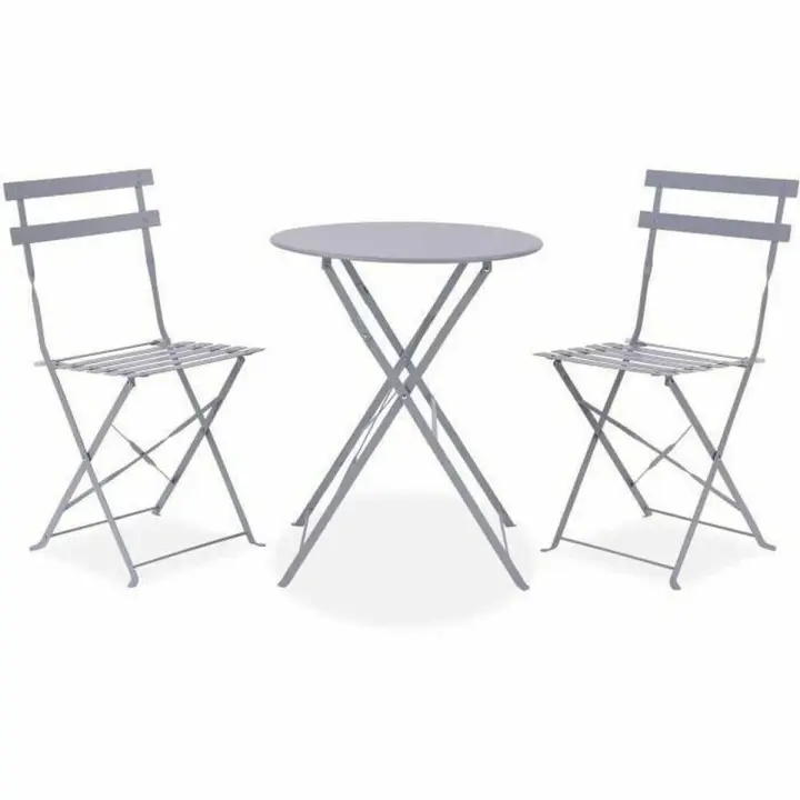 Conjunto de Mesa con 2 Sillas Gris - 1