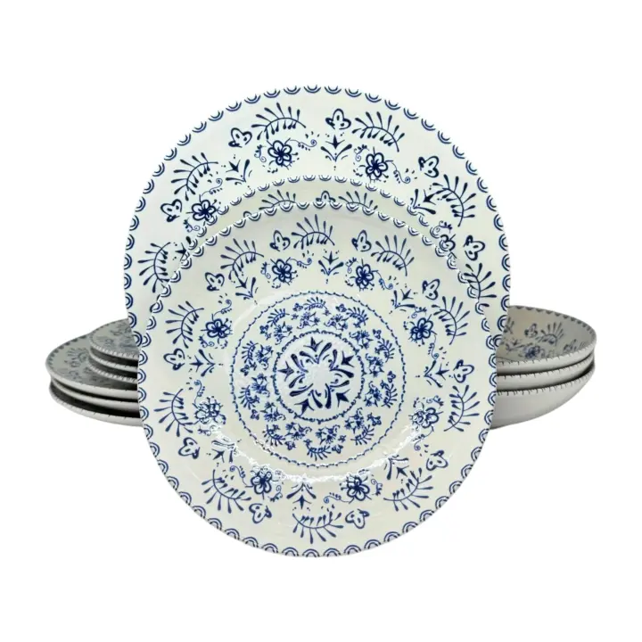 La Mediterránea vajilla completa de cerámica para 4-6 personas, 12 - 18 platos, platos llanos 26 cm, platos de postre 20 cm, platos hondos 20x5 cm - 1