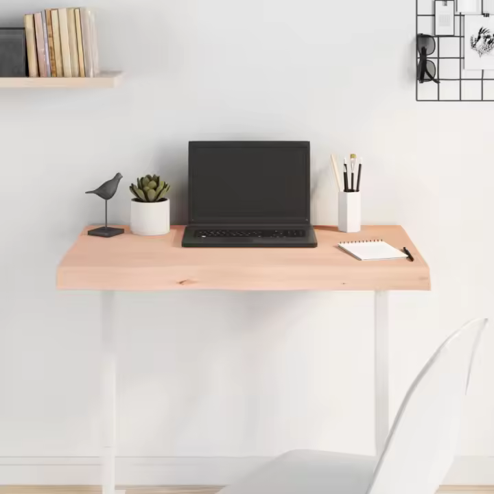 vidaXL Tablero de mesa madera maciza roble sin tratar 80x40x(2-6) cm - 1