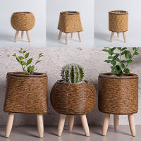 Escalera Floral Nórdica En Imitación De Rotura Con Cestas De Flores Tejidas Y Piernas Desmontables Soporte Para Plantas Decoración De Jardín Y Hogar - details 10