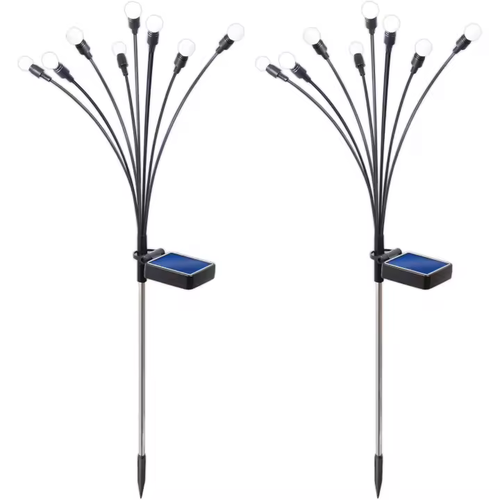Paquete de 2 Luces Solares para Jardín, Luces Firefly ajustables con iluminación de 10 horas, Luces de Jardín Para Exterior With Fuego y Automático - 1