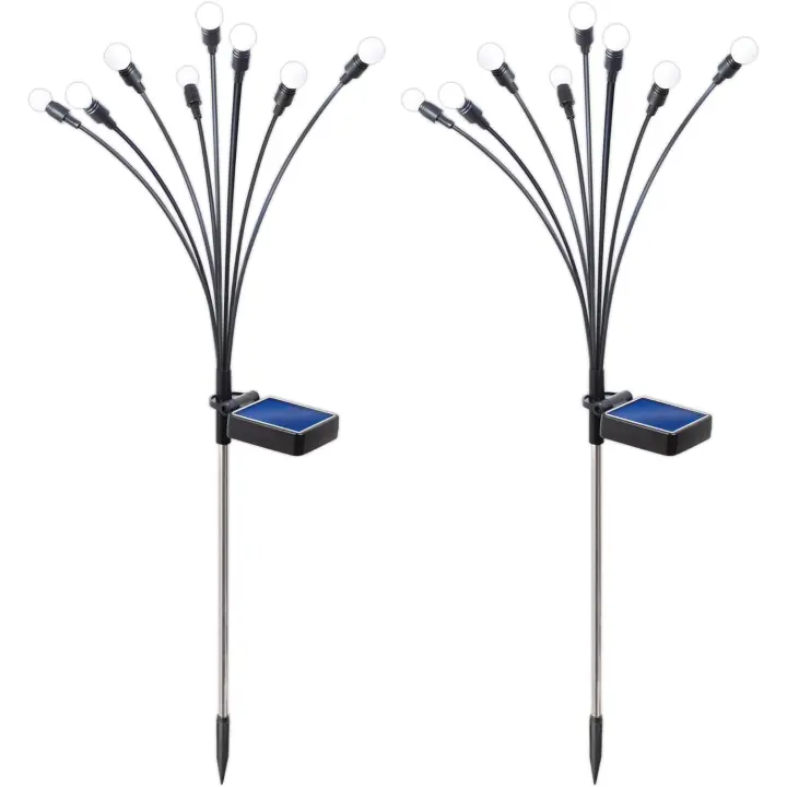 Paquete de 2 Luces Solares para Jardín, Luces Firefly ajustables con iluminación de 10 horas, Luces de Jardín Para Exterior With Fuego y Automático - 1