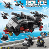 Nueva Kit De Bloques De Construcción DIY 6en1 Coche Policial Helicóptero Misil Vehículo Militar Para Niñas Modelo De Película Juguete Educativo Para Niños - details 6