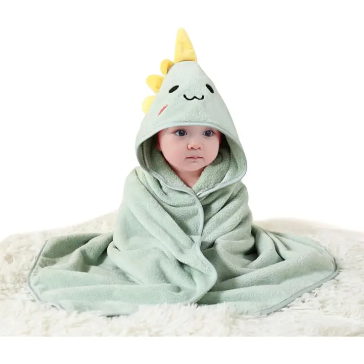 2 Toallas de baño para Bebe con capucha de 80x80 cm, ultrasuaves, para niños y niños, con diseño de Animales (Green) - 1