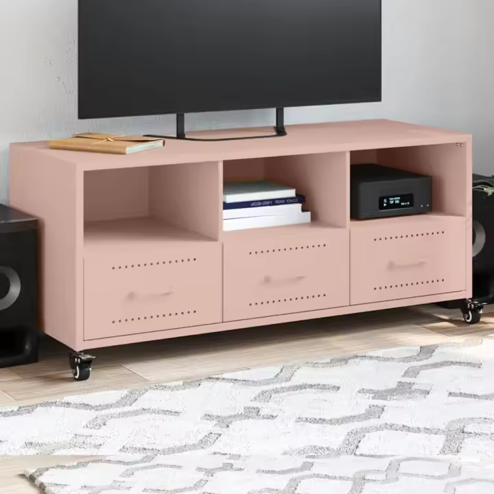 vidaXL Mueble para TV acero laminado en frío rosa 100,5x39x43,5 cm - 1