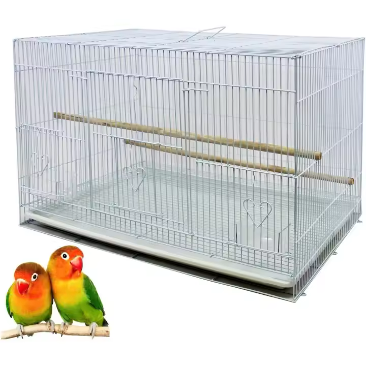 Jaula Loro Metal para Pájaros Pajarera Periquito Canarios Jaula Grande con Comedero Bebedero Saltador 60x39.5x40cm BPS-12034 - 1