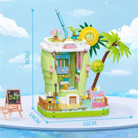 Juguete De Construcción Miniatura De Casa En Árbol De Coco Con Tienda De Café Y Barracas De Bebidas Juego De Bloques Plásticos Para Niños Edad Recomendada 3-14 Años - details 6