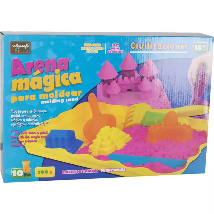 Arena Mágica 700 gr. Rosa Accesorios 10 piezas Moldeo COLEPROFE - 1