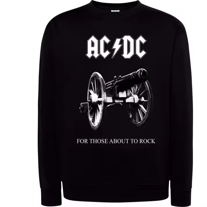 Sudadera cuello redondo, ACDC For those about to rock , Algodón y Poliester, 290 grms/m2 - Tallaje europeo de Niños y Adultos y Tallas grandes - 1