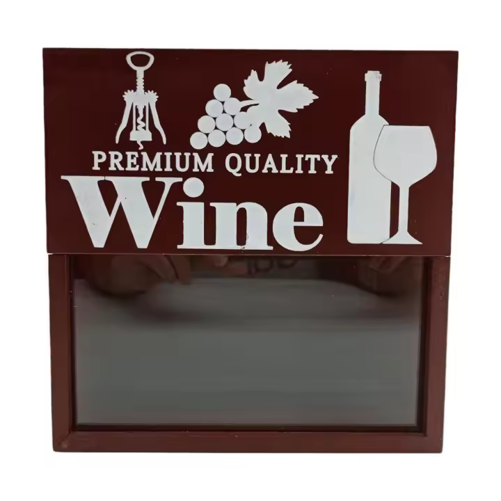 Caja Decorativa Burdeos para Guardar Corchos de Vino + Abridor de Vino Regalo - 20x11x20 cm - 1