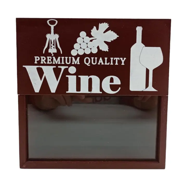 Caja Decorativa Burdeos para Guardar Corchos de Vino + Abridor de Vino Regalo - 20x11x20 cm - 1