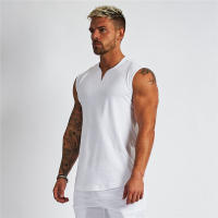 Camiseta Sin Mangas De Algodón Transpirable Para Hombre Verano Deporte Fitness Musculación Running Gimnasio V-neck - details 6