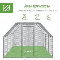 PawHut Gallinero para Exterior Grande de Acero Galvanizado 280x570x195 cm Jaula de Aves de 3 Habitaciones Cubierta de Tela Oxford Resistente a los Rayos UV e Impermeable para Patio Plata - details 3