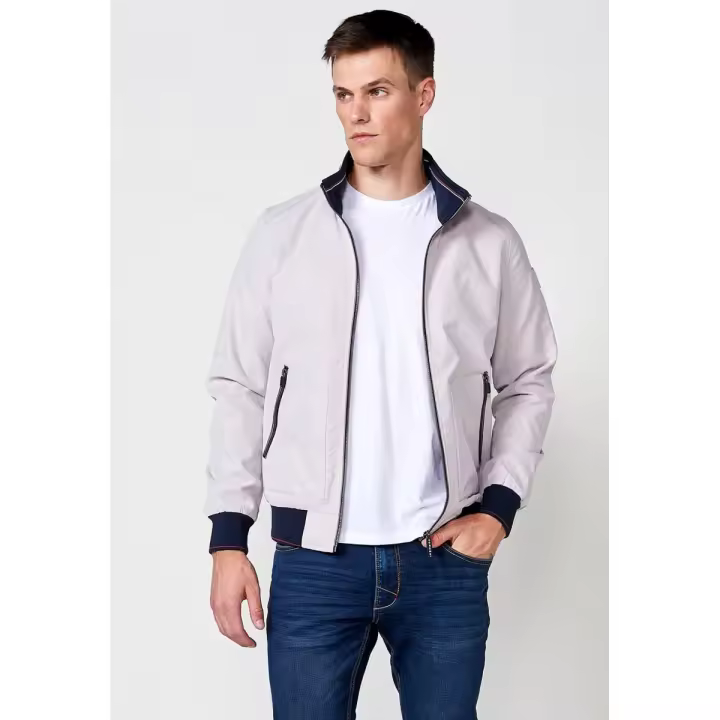 Chaqueta Koroshi, cuello alto y puños elásticos, adecuada para hombre en color gris piedra - 1