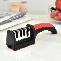 Afilador De Cuchillos Multifuncional De 4 Segmentos Para El Hogar Con Piedra De Afilado Negra Mano De Obra Manual Triple Propósito - details 2