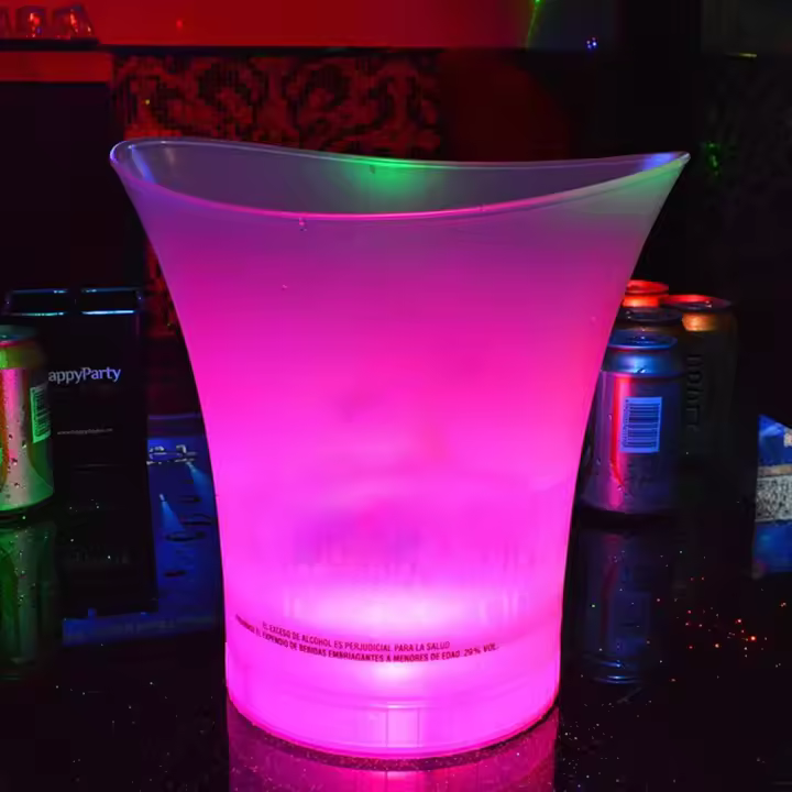 Cubo de hielo LED, 7 colores de gradiente que cambian luminoso plástico champán vino bebidas refrigerador cubo, 5L cerveza vino cubo de hielo para KTV clubes bar hogar Wedg Party - 1