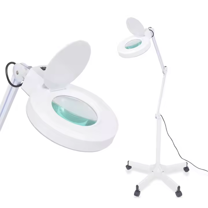 Lámpara cosmética con lupa con pie - 1