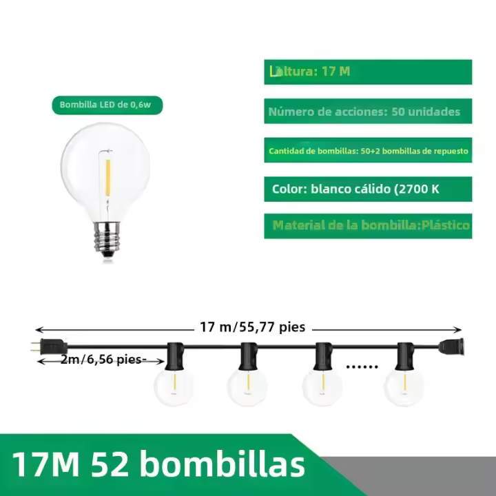 Luces De Cadena LED G40 Para Exterior 110V/220V Guirnalda De Farolillos Para Patio Fiesta Bodas Calle Camping Jardín Decoración - 1