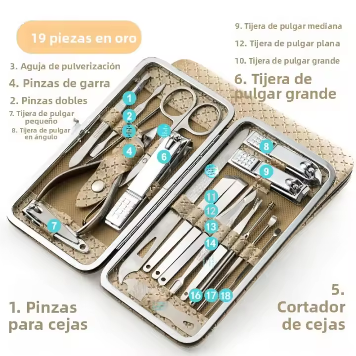 Juego De Tijeras De Uñas 8/19 Acero Inoxidable Con Escopeta Para Orejas Y Pediura Herramienta De Eliminación De Piel Muerta - 1
